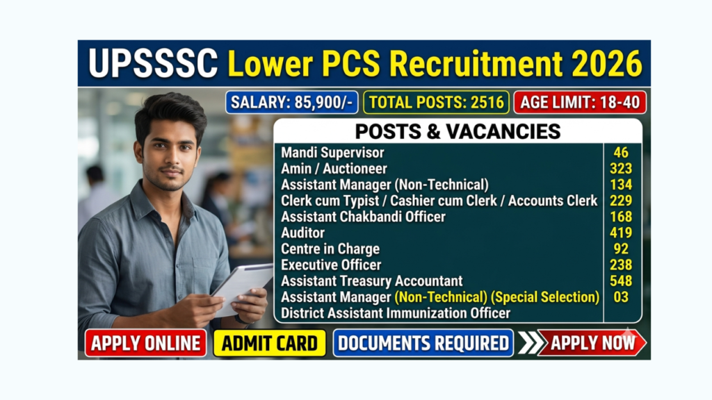 UPSSSC Lower PCS Recruitment 2026 Post Wise Details, Apply Online, Last Date, Salary